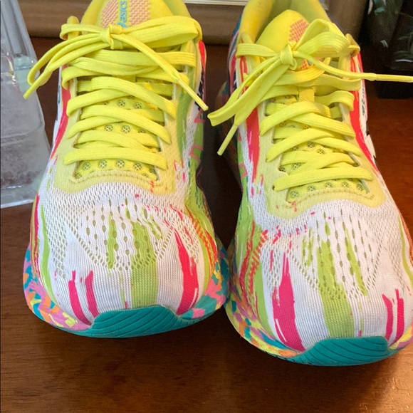 Asics Noosa Tri 13 Neon Yellow and Pink Sneakers with Vibrant Colors and Design - Picture 4 of 14